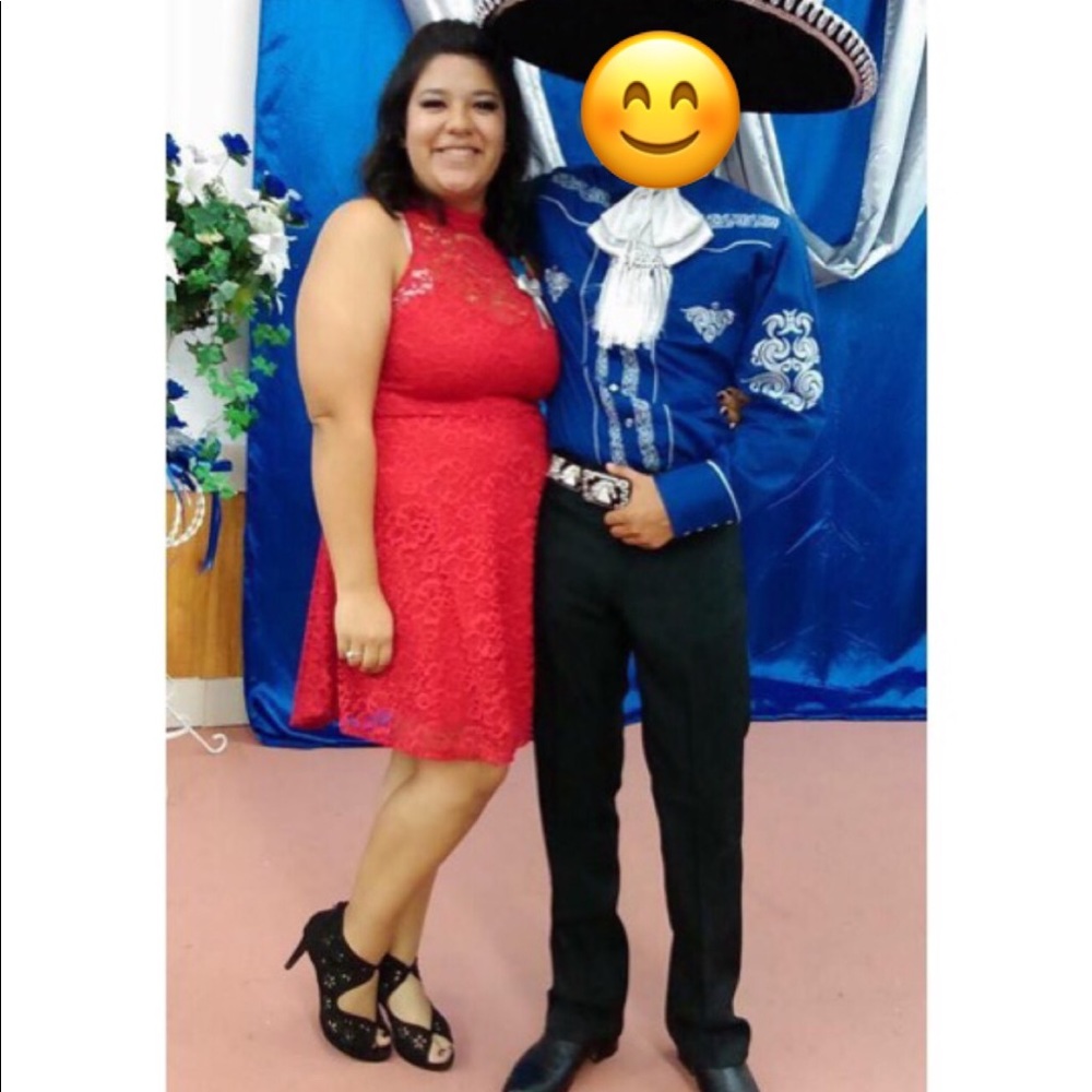 Red Lace Haltered Dress